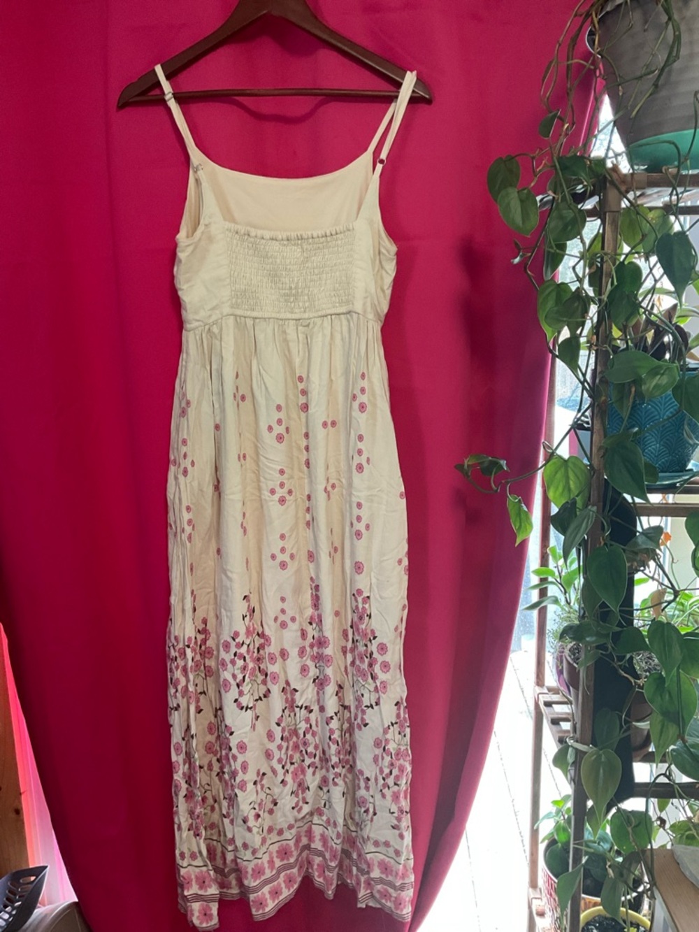 Japna Cream Maxi Dress with Pink Floral Print - Picture 2 of 8